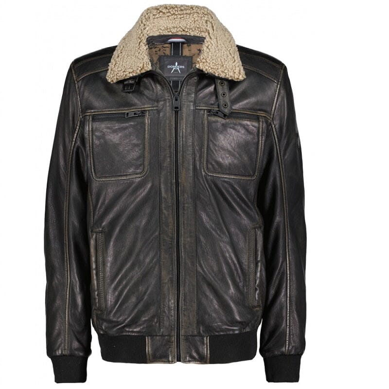 Heren bont dikke schapenvacht vest met capuchon warm leer winter vest