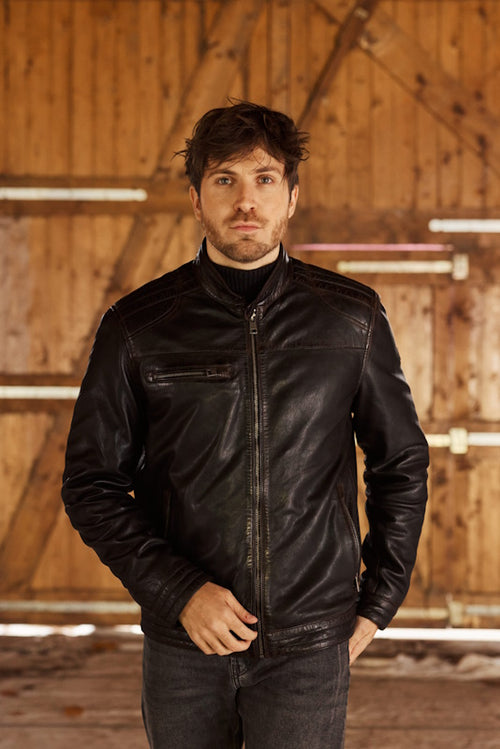 Donders leren heren jas 52695 Black Tan
