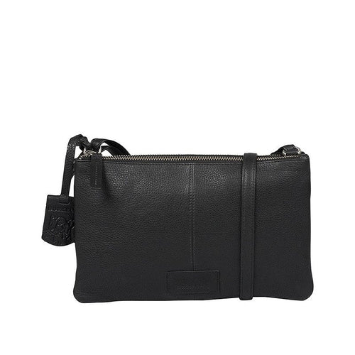 Burkely Soft Skylar Crossbody Bag Double Pocket Zip Black Burkely 