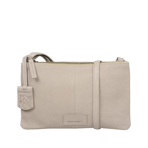 Burkely Soft Skylar Crossbody Bag Double Pocket Zip Grey Burkely 