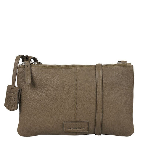 Burkely Soft Skylar Crossbody Bag Double Pocket Zip Taupe Burkely 