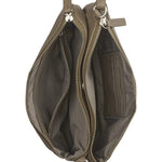 Burkely Soft Skylar Crossbody Bag Double Pocket Zip Taupe Burkely 