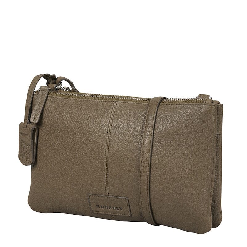 Burkely Soft Skylar Crossbody Bag Double Pocket Zip Taupe Burkely 