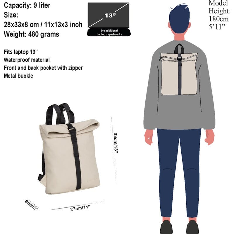 New Rebels Mart S Waterproof Flap Rugzak Beige New Rebels 