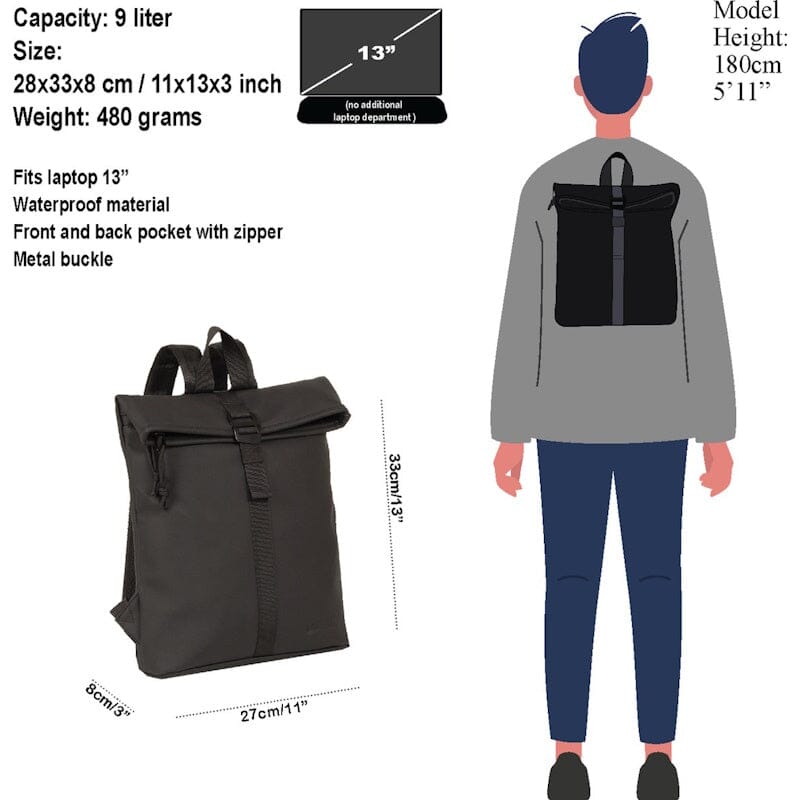 New Rebels Mart S Waterproof Flap Rugzak Black New Rebels 