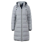 Soquesto Lange Gewatteerde Winterjas met Capuchon Donkerblauw Melange Soquesto 