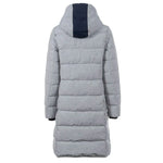 Soquesto Lange Gewatteerde Winterjas met Capuchon Donkerblauw Melange Soquesto 