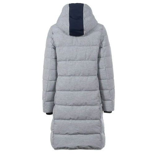 Soquesto Lange Gewatteerde Winterjas met Capuchon Donkerblauw Melange Soquesto 