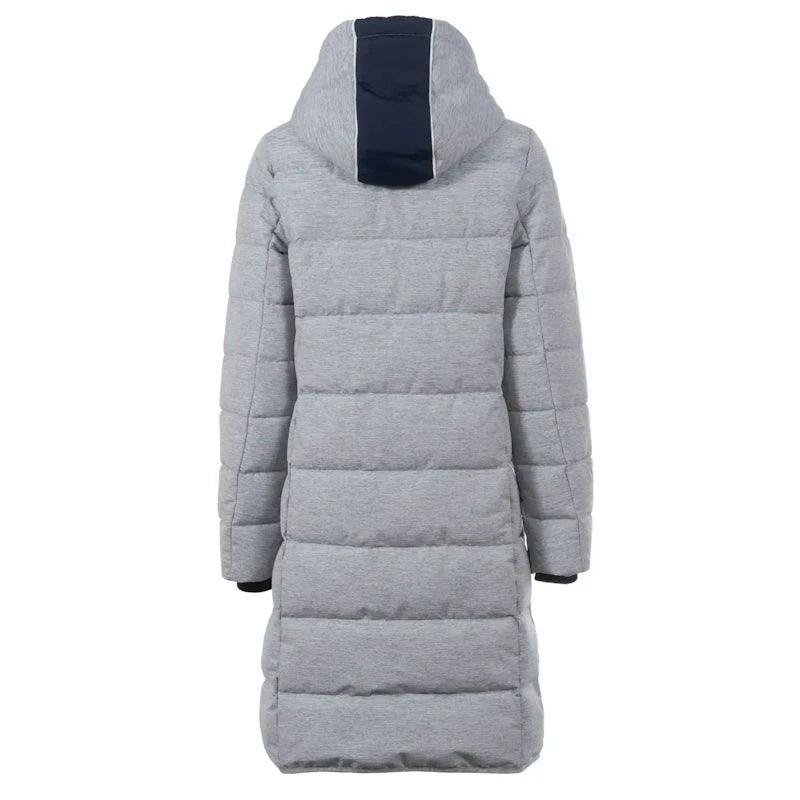Soquesto Lange Gewatteerde Winterjas met Capuchon Donkerblauw Melange Soquesto 