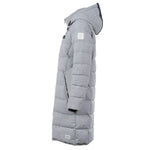 Soquesto Lange Gewatteerde Winterjas met Capuchon Donkerblauw Melange Soquesto 