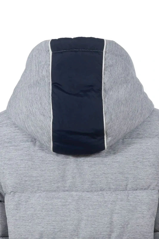Soquesto Lange Gewatteerde Winterjas met Capuchon Donkerblauw Melange Soquesto 