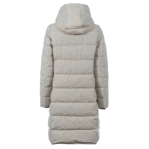 Soquesto Lange Gewatteerde Winterjas met Capuchon Zand Melange Soquesto 