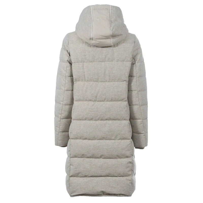 Soquesto Lange Gewatteerde Winterjas met Capuchon Zand Melange Soquesto 