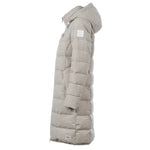 Soquesto Lange Gewatteerde Winterjas met Capuchon Zand Melange Soquesto 