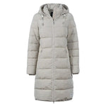 Soquesto Lange Gewatteerde Winterjas met Capuchon Zand Melange Soquesto 