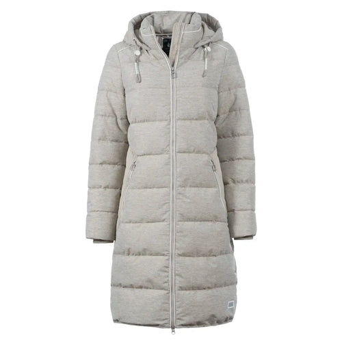 Soquesto Lange Gewatteerde Winterjas met Capuchon Zand Melange Soquesto 