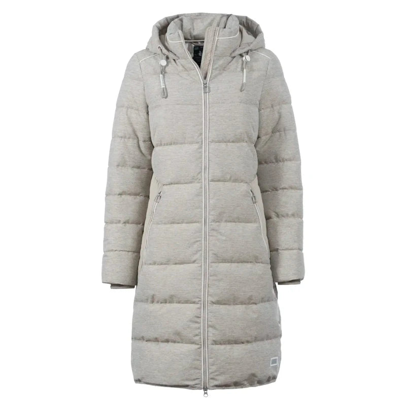 Soquesto Lange Gewatteerde Winterjas met Capuchon Zand Melange Soquesto 
